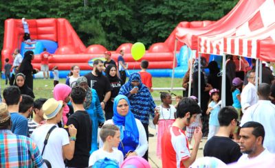 Crowds gathered at the united Eid celebration at ISGC.